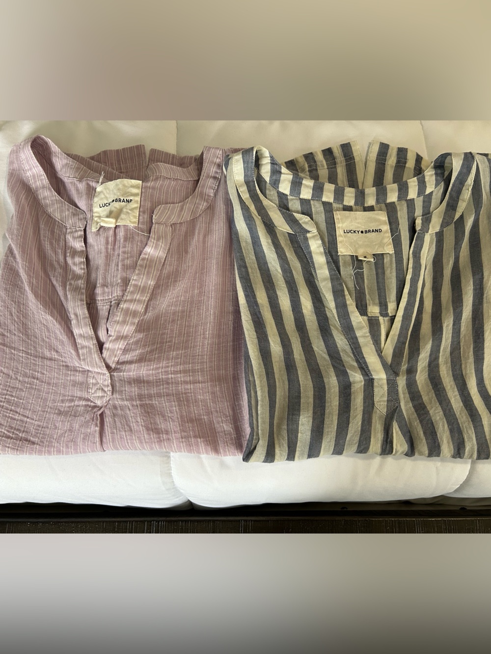 Two Lucky Brand Sheer button v- neck shirts